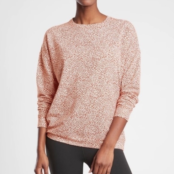 Athleta Studio To Street Mirco Cheetah Ruse Printed Sweatshirt Comfy Cozy Soft - Picture 1 of 5